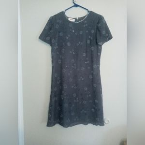 Talbot Petites  size 8 gray dress with flower beading details